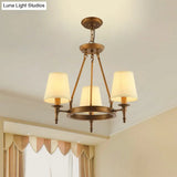 Classic Conical Chandelier - Fabric Shade Antique Brass Finish 3/6/8 Lights Perfect For Living Room