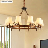 Classic Conical Chandelier - Fabric Shade Antique Brass Finish 3/6/8 Lights Perfect For Living Room