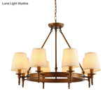 Classic Conical Chandelier - Fabric Shade Antique Brass Finish 3/6/8 Lights Perfect For Living Room