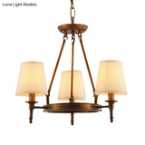 Classic Conical Chandelier - Fabric Shade Antique Brass Finish 3/6/8 Lights Perfect For Living Room