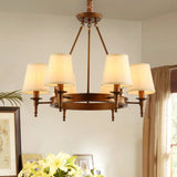 Classic Conical Chandelier - Fabric Shade Antique Brass Finish 3/6/8 Lights Perfect For Living Room