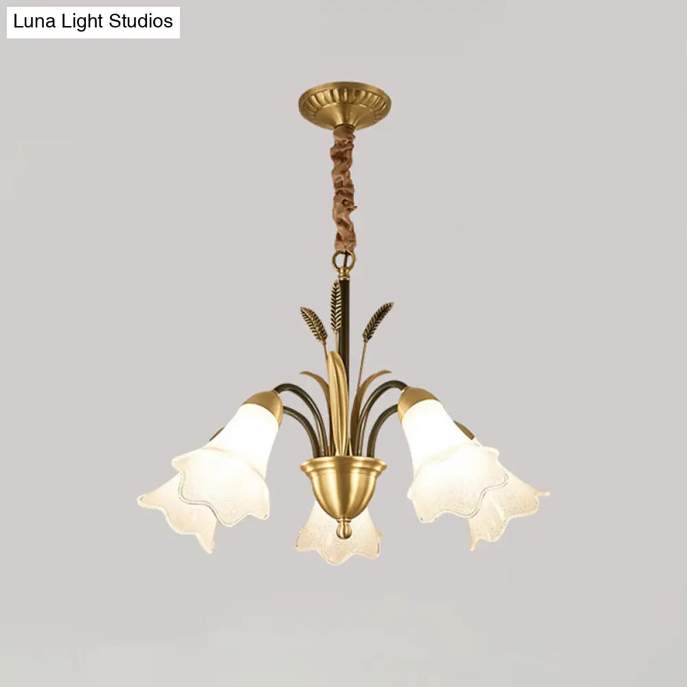 Classic Cream Frosted Glass Gold Pendant Chandelier For Dining Room Ambiance