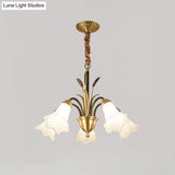 Classic Cream Frosted Glass Gold Pendant Chandelier For Dining Room Ambiance
