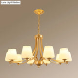 Classic Cream Glass Chandelier Pendant Light For Dining Rooms