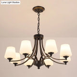 Classic Cream Glass Chandelier Pendant Light For Dining Rooms