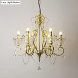 Classic Crystal Chandelier Pendant Light With Metallic Candlestick