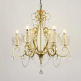 Classic Crystal Chandelier Pendant Light With Metallic Candlestick Gold / Small B