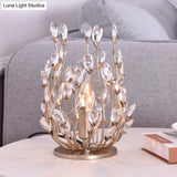 Classic Crystal Drop Table Nightstand Light For Living Room - Silver/Gold Finish 1-Light