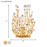 Classic Crystal Drop Table Nightstand Light For Living Room - Silver/Gold Finish 1-Light