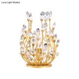 Classic Crystal Drop Table Nightstand Light For Living Room - Silver/Gold Finish 1-Light