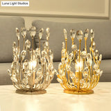 Classic Crystal Drop Table Nightstand Light For Living Room - Silver/Gold Finish 1-Light