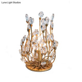 Classic Crystal Drop Table Nightstand Light For Living Room - Silver/Gold Finish 1-Light