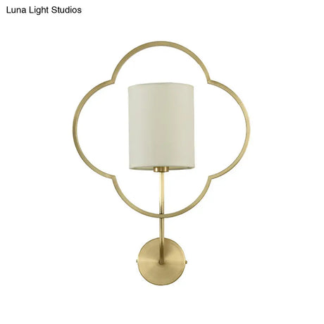 Classic Cylinder Wall Light With Metal Cage In Gold - Perfect For Bedroom
