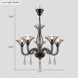 Classic Dark Brown Scrolled Arm Pendant Chandelier - 5/6-Light Metal Fixture For Living Room