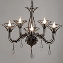 Classic Dark Brown Scrolled Arm Pendant Chandelier - 5/6-Light Metal Fixture For Living Room