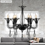Classic Dark Brown Scrolled Arm Pendant Chandelier - 5/6-Light Metal Fixture For Living Room