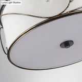 Classic Drum Fabric Semi Mount Ceiling Light - 5 Lights Flaxen 16’/19.5’ Wide