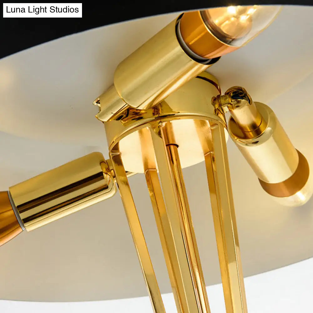 Classic Drum Reading Light Fabric Desk Lamp - Black Metal Base Bedroom Illumination Solution