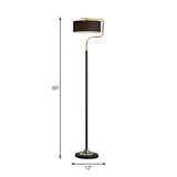 Classic Drum Shade Standing Floor Lamp With Fabric - Black / A