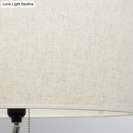 Classic Drum Shaped Fabric Floor Lamp With Tripod Tray - Perfect Living Room Lighting