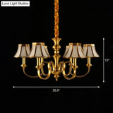 Classic Flower Hanging Lamp - 6 Bulbs Frosted White Glass Chandelier Light With Brass Fixture