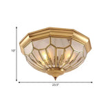 Classic Gold Bedroom Flush Mount Lamp With Frosted Glass Shade And Multiple Lights (18/21/23.5)