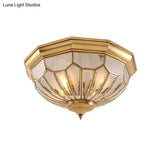 Classic Gold Bedroom Flush Mount Lamp With Frosted Glass Shade And Multiple Lights (18’/21’/23.5’)