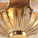 Classic Gold Bedroom Flush Mount Lamp With Frosted Glass Shade And Multiple Lights (18’/21’/23.5’)