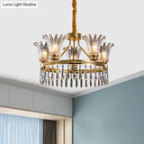 Classic Gold Flared Chandelier With Clear Crystals - 5/8 Bulb Ceiling Pendant
