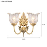 Classic Gold Wall Sconce With Clear Fluted Glass - Bloom Living Room Mount Light