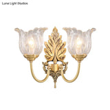 Classic Gold Wall Sconce With Clear Fluted Glass - Bloom Living Room Mount Light