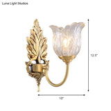 Classic Gold Wall Sconce With Clear Fluted Glass - Bloom Living Room Mount Light