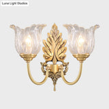 Classic Gold Wall Sconce With Clear Fluted Glass - Bloom Living Room Mount Light