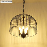 Classic Metal Birdcage Chandelier - 5 Lights Black Hanging Fixture For Dining Room Ceiling