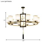 Classic Metal Cylinder Chandelier - 6/8/10 Lights Living Room Pendant Lighting In Black And Gold