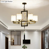 Classic Metal Cylinder Chandelier - 6/8/10 Lights Living Room Pendant Lighting In Black And Gold