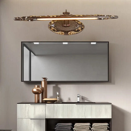 Classic Metal Led Bathroom Sconce In White/Warm Light - Brown Elongated Vanity Fixture 19.5/23.5/26