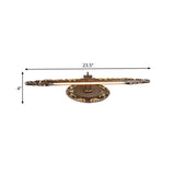 Classic Metal Led Bathroom Sconce In White/Warm Light - Brown Elongated Vanity Fixture 19.5/23.5/26