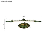 Classic Metal Led Bathroom Sconce Lamp - Green Elongated Vanity Light Fixture 19.5/23.5/26 Wide