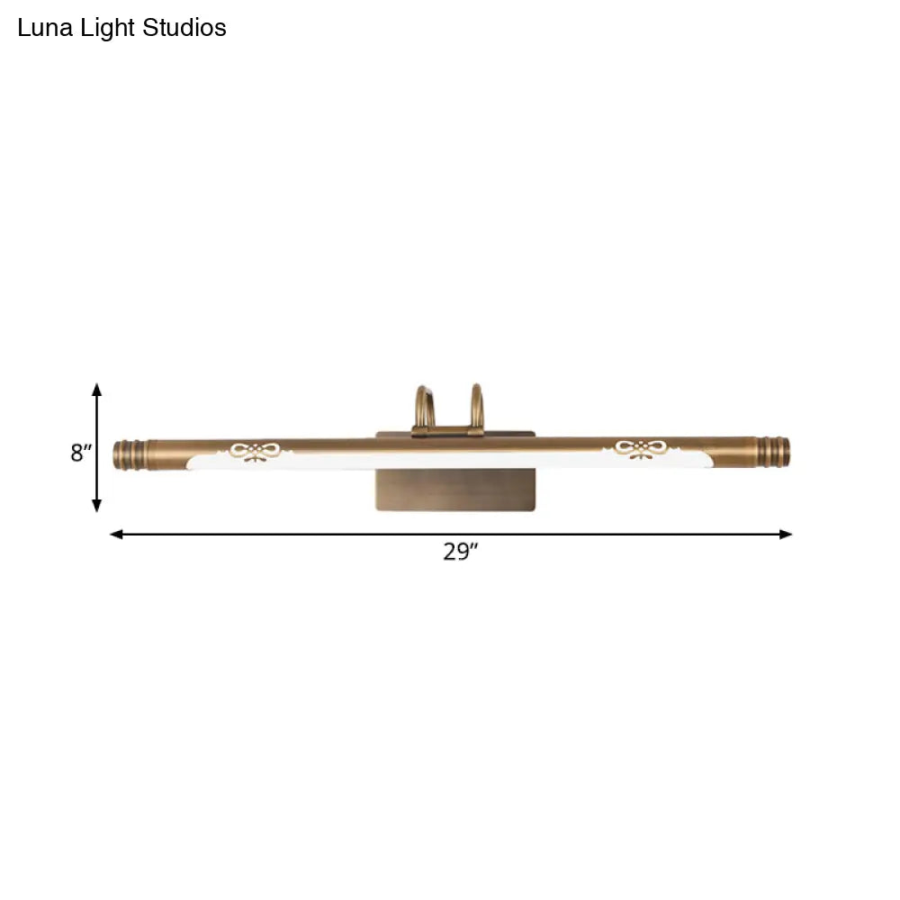 Classic Metal Led Bathroom Vanity Light In White/Warm With Bronze/Brass Sconce Available 3 Sizes