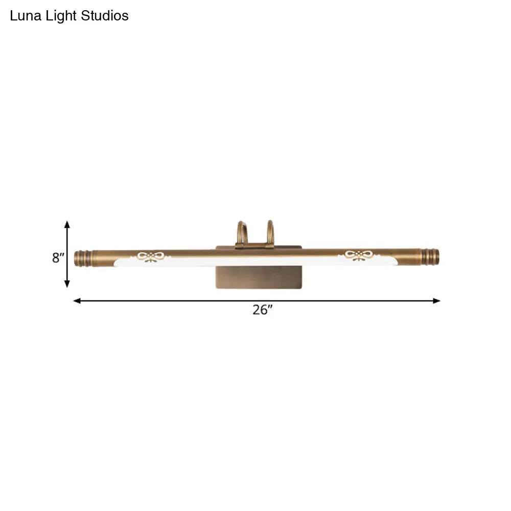 Classic Metal Led Bathroom Vanity Light In White/Warm With Bronze/Brass Sconce Available 3 Sizes