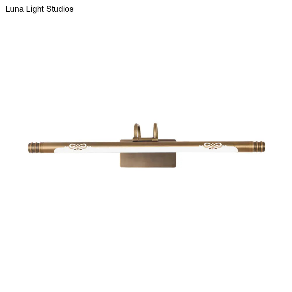 Classic Metal Led Bathroom Vanity Light In White/Warm With Bronze/Brass Sconce Available 3 Sizes