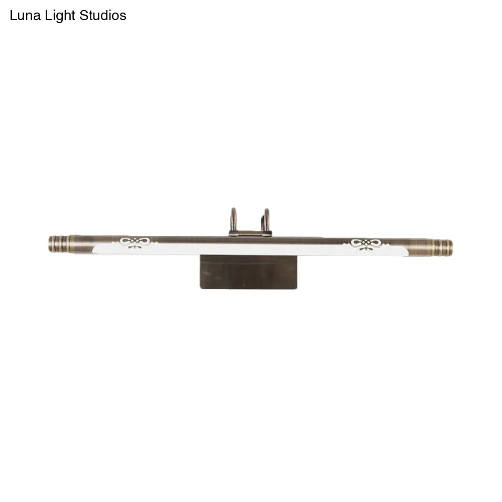 Classic Metal Led Bathroom Vanity Light In White/Warm With Bronze/Brass Sconce Available 3 Sizes