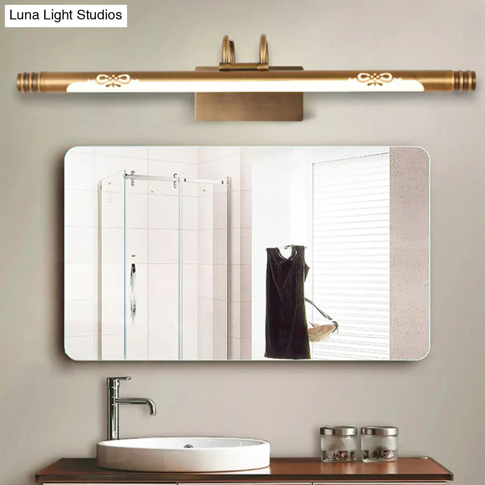 Classic Metal Led Bathroom Vanity Light In White/Warm With Bronze/Brass Sconce Available 3 Sizes