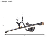 Classic Metal Vanity Light Fixture In Black/Antique Brass Finish With Led Bathroom Sconce Lamp -