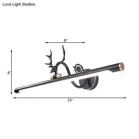 Classic Metal Vanity Light Fixture In Black/Antique Brass Finish With Led Bathroom Sconce Lamp -