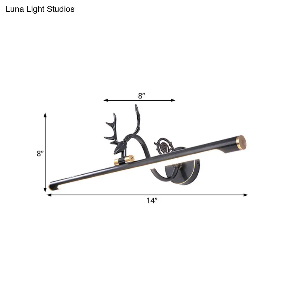 Classic Metal Vanity Light Fixture In Black/Antique Brass Finish With Led Bathroom Sconce Lamp -