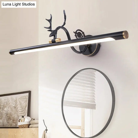 Classic Metal Vanity Light Fixture In Black/Antique Brass Finish With Led Bathroom Sconce Lamp -