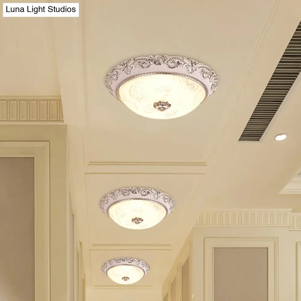 Classic Milk Glass Silver Led Flush Mount Ceiling Light 16’/19.5’ – Dome Hallway Lighting