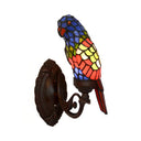 Classic Parrot Stained Glass Wall Light - Single-Bulb Fixture For Living Room Red